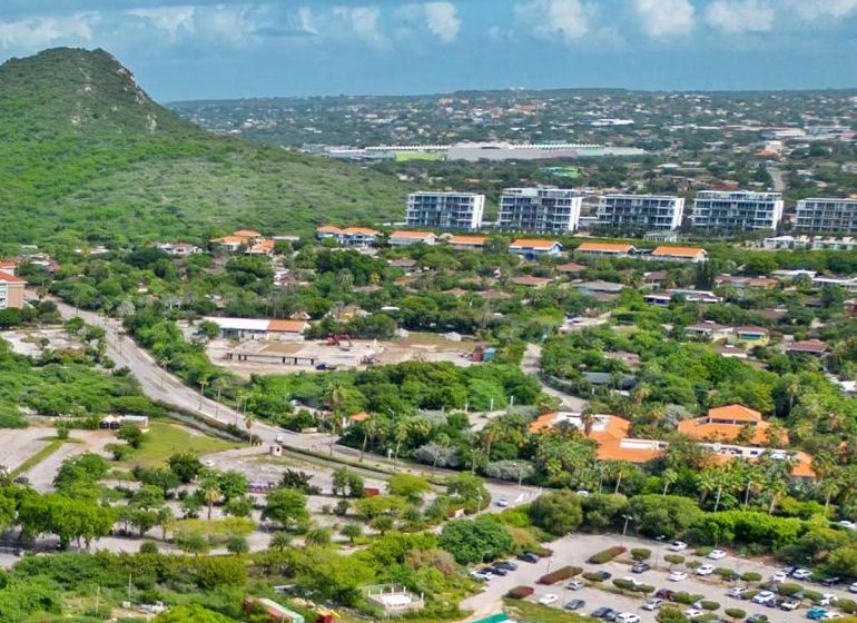 Modern condo and apartment buildings near the coast in Curaçao