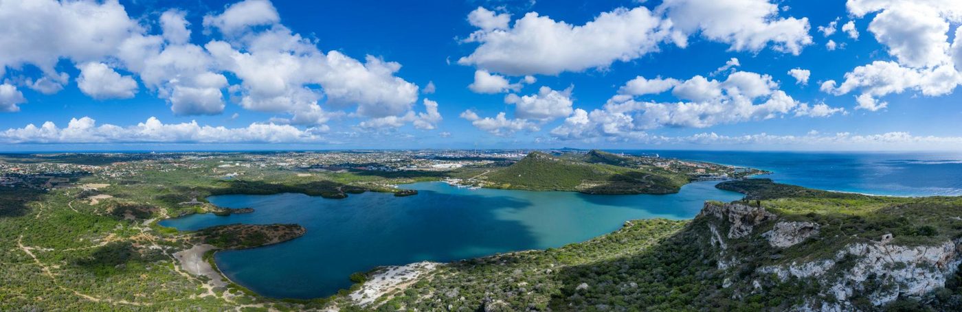 Undeveloped land and hills around the Spanish Water lagoon, Curaçao